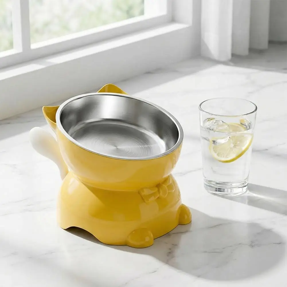 Gamelle chat – chat jaune surélevé